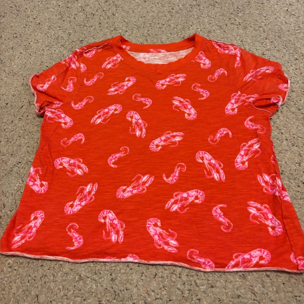 MAEVE BY ANTHROPOLOGIE  SZ XS CRUSTACEAN GRAPHIC TOP GUC LOBSTER SHRIMP